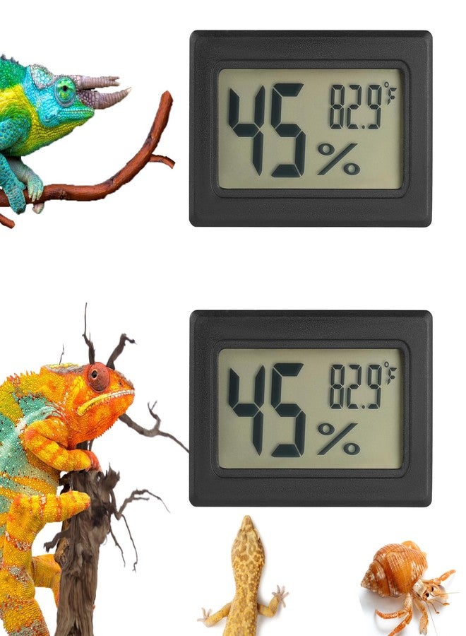 Serundo Auto Reptile Thermometer and Humidity Gauge Digtal Terrarium Thermometer Rectangle Bearded Dragon Cage Accessories Reptile Temp and Humidity Gauge for Leopard Gecko Hermit Crab Gecko Lizard Etc 2pc - Image 1